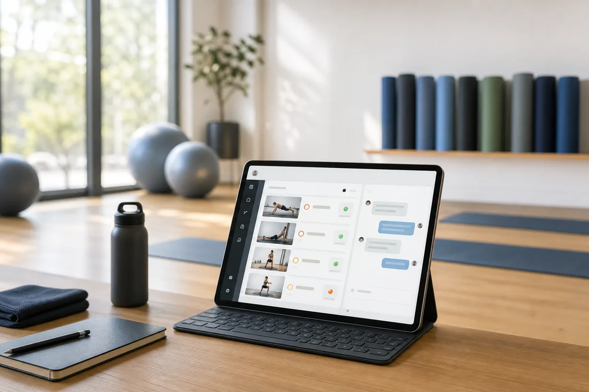 Interface d’une application de coaching affichant un programme et une messagerie